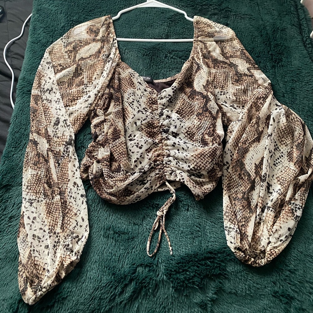 Snake Print Ruched Top